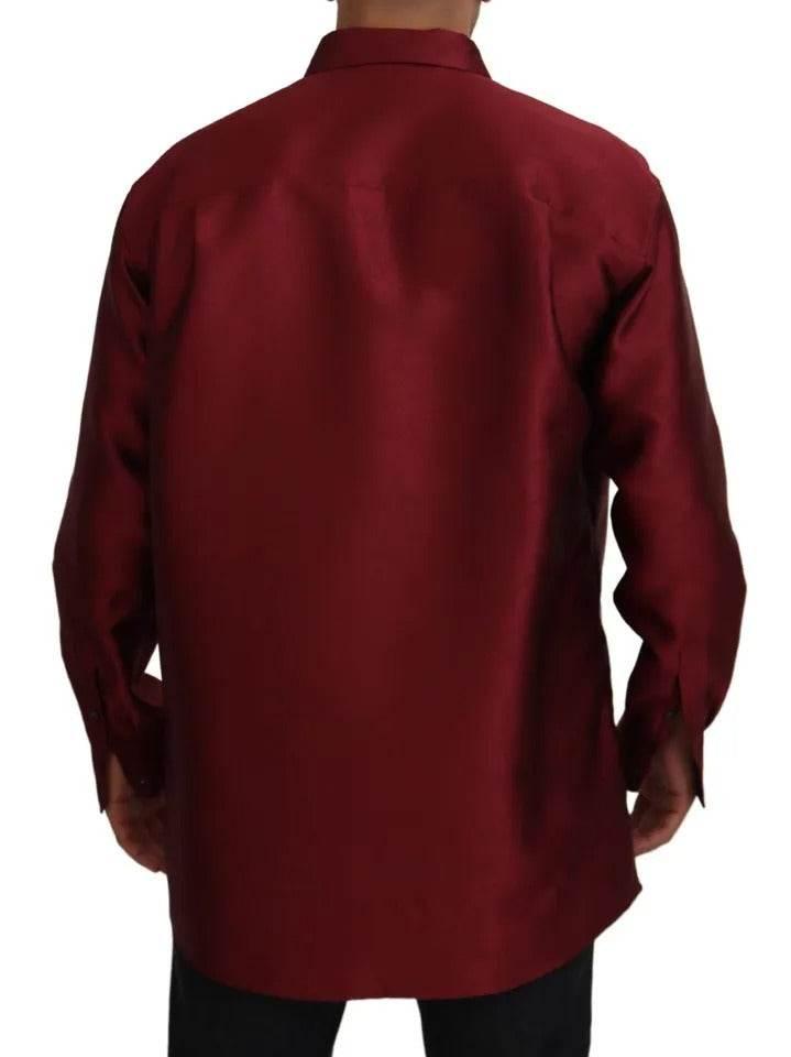 Dolce & Gabbana Bordeaux Cotton Long Sleeve Men Formal Shirt - Hilstor