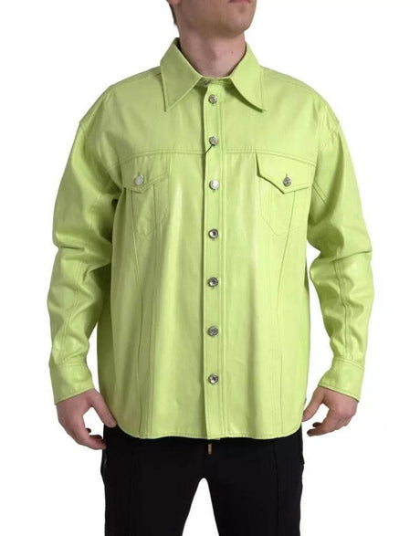Dolce & Gabbana Green Cotton Collared Casual Button Down Shirt - Hilstor