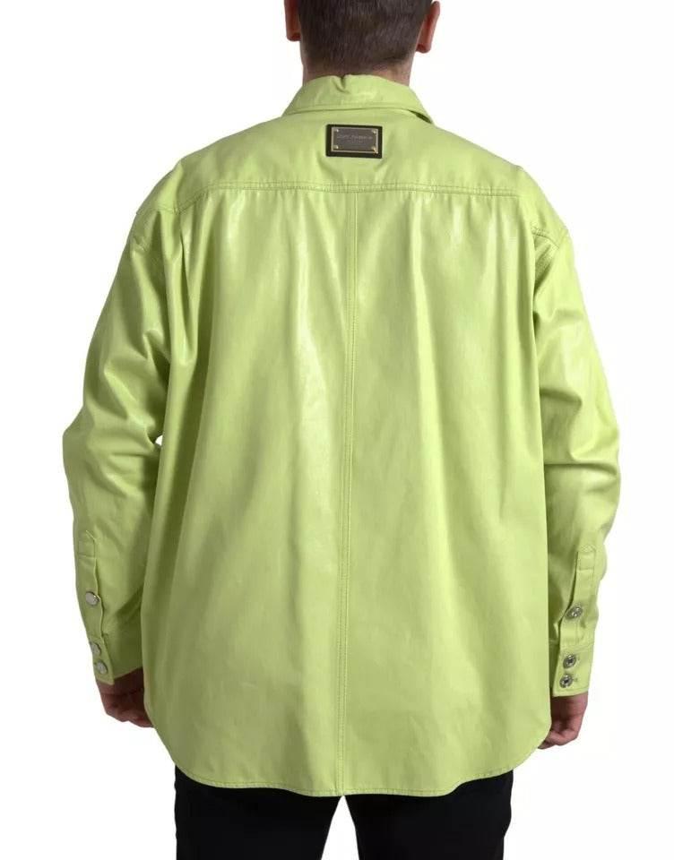 Dolce & Gabbana Green Cotton Collared Casual Button Down Shirt - Hilstor