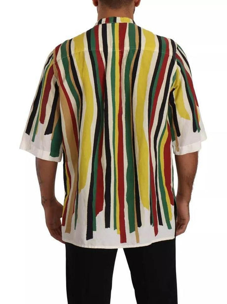 Dolce & Gabbana Multicolor Striped Linen Cotton Shirt - Hilstor