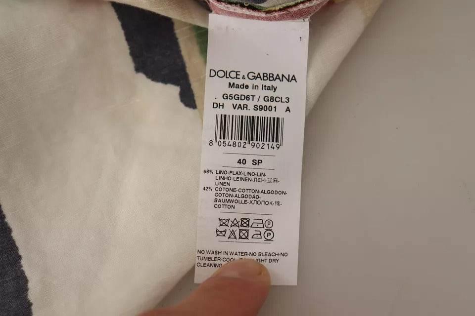 Dolce & Gabbana Multicolor Striped Linen Cotton Shirt - Hilstor
