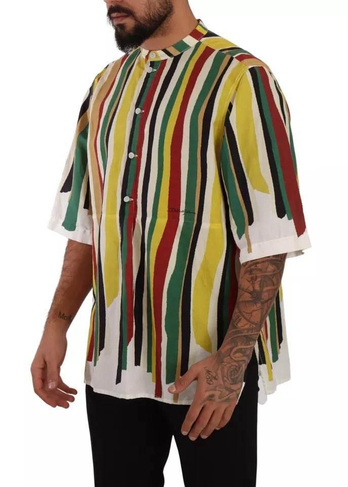 Dolce & Gabbana Multicolor Striped Linen Cotton Shirt - Hilstor
