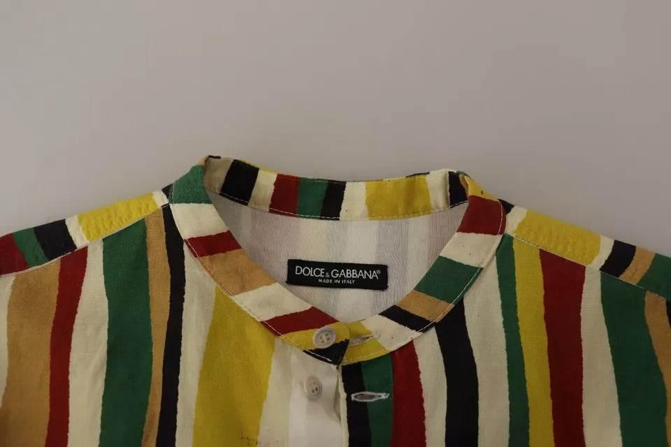 Dolce & Gabbana Multicolor Striped Linen Cotton Shirt - Hilstor