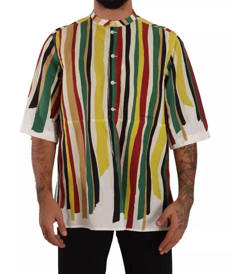 Dolce & Gabbana Multicolor Striped Linen Cotton Shirt - Hilstor