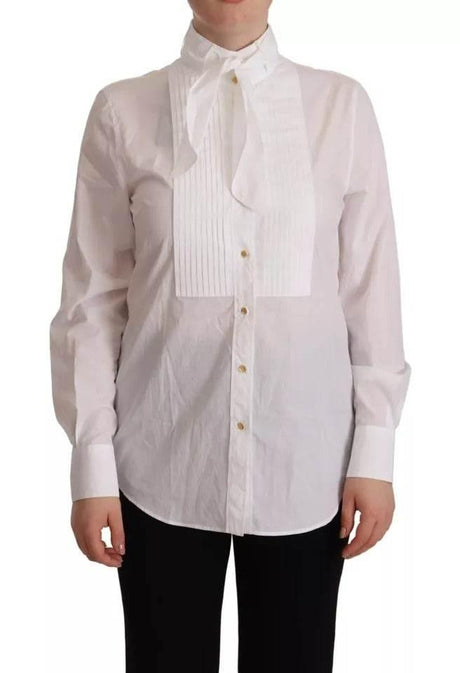 Dolce & Gabbana White Cotton Collared Long Sleeves Formal Shirt Top - Hilstor