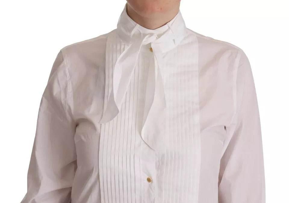 Dolce & Gabbana White Cotton Collared Long Sleeves Formal Shirt Top - Hilstor