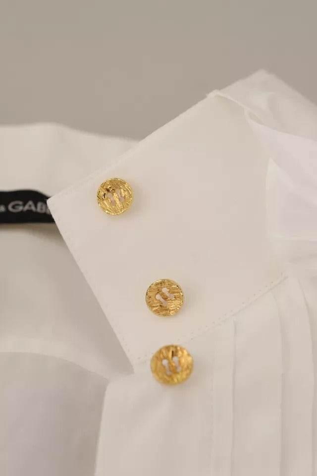 Dolce & Gabbana White Cotton Collared Long Sleeves Formal Shirt Top - Hilstor
