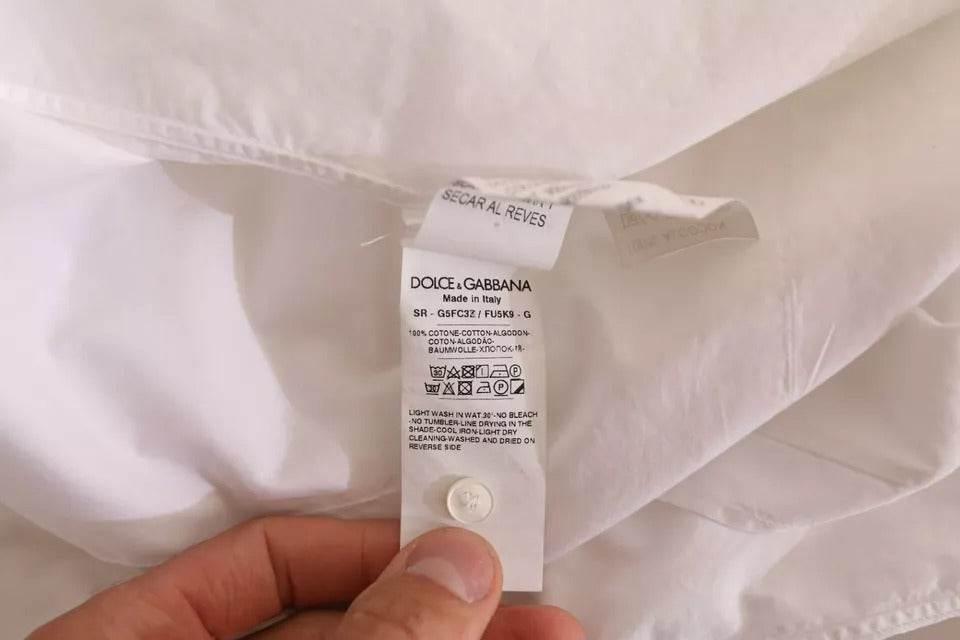 Dolce & Gabbana White GOLD Formal Cotton Tuxedo Dress Shirt - Hilstor