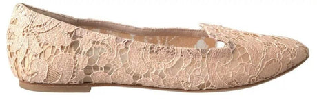 Dolce & Gabbana Beige Floral Lace Loafers Flats Shoes - Hilstor