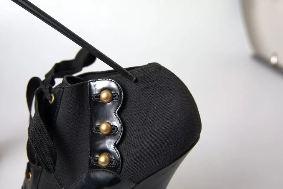 Dolce & Gabbana Black Jersey Stretch Ankle Boots Shoes