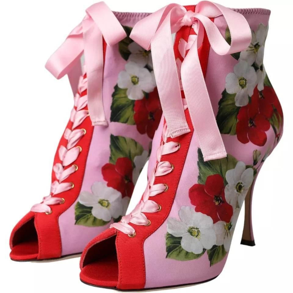Dolce & Gabbana Multicolor Jersey Stretch Boots Open Toes Heels Shoes - Hilstor