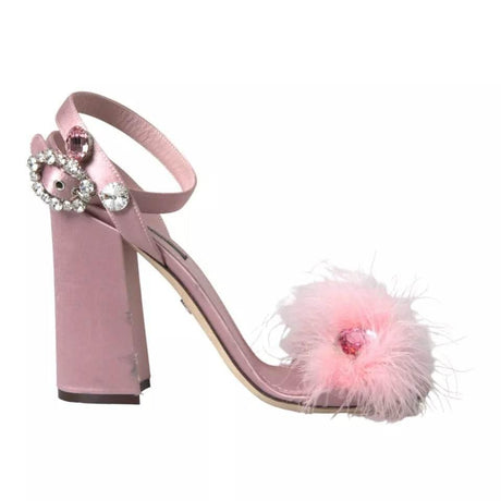 Dolce & Gabbana Pink Turkey Feather Embellished Sandals Shoes - Hilstor