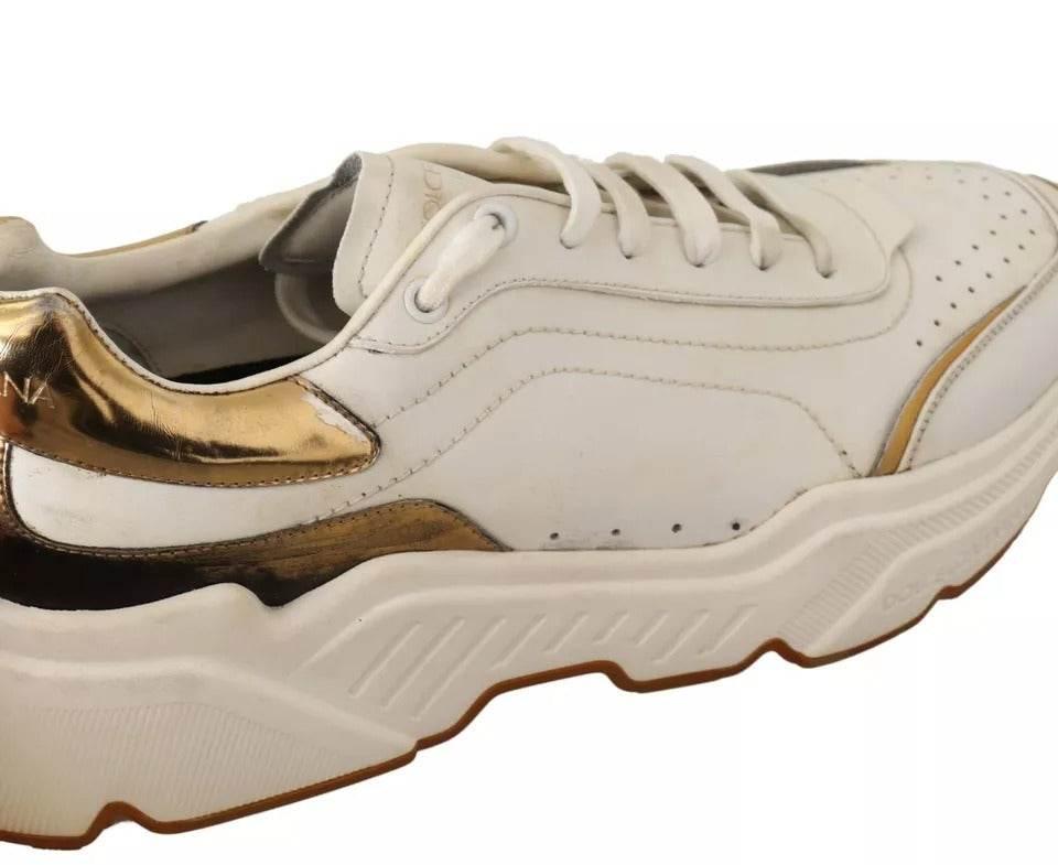 Dolce & Gabbana White Gold Leather Sport DAYMASTER Sneakers Shoes - Hilstor