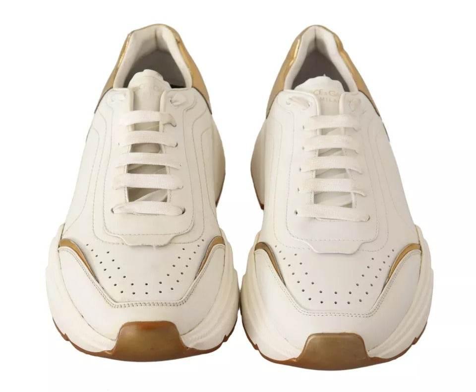 Dolce & Gabbana White Gold Leather Sport DAYMASTER Sneakers Shoes - Hilstor