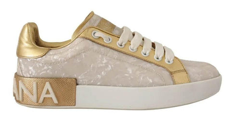 Dolce & Gabbana White Portofino Mother Of Pearl Sneakers Casual Shoes - Hilstor