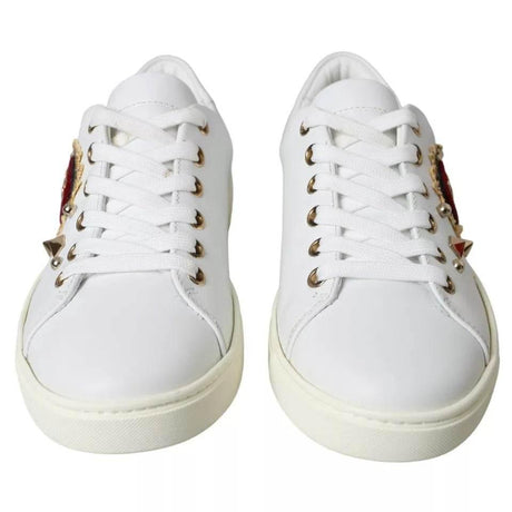 Dolce & Gabbana White Portofino Sacred Heart Sneakers Women Shoes - Hilstor