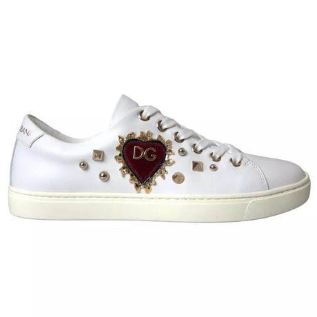 Dolce & Gabbana White Portofino Sacred Heart Sneakers Women Shoes - Hilstor
