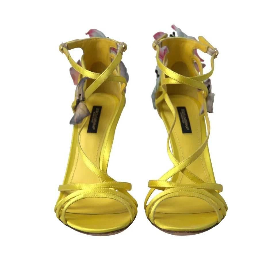 Dolce & Gabbana Yellow Butterfly Applique Sandals Shoes - Hilstor