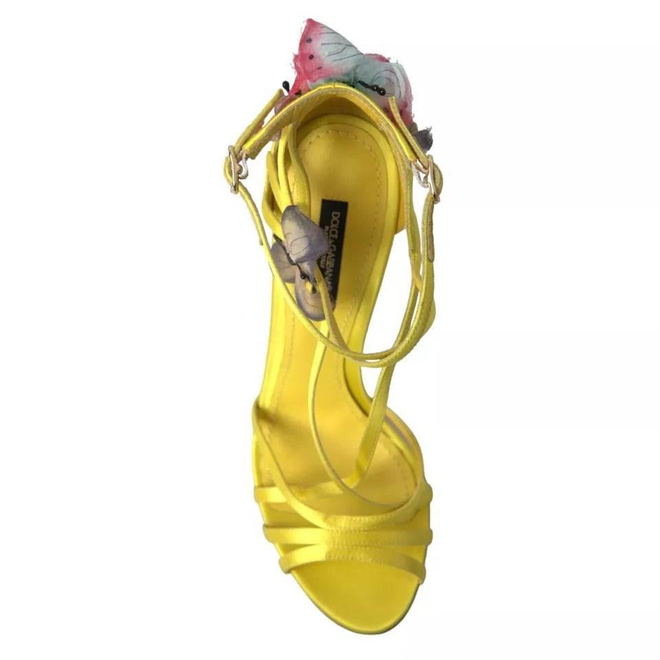 Dolce & Gabbana Yellow Butterfly Applique Sandals Shoes - Hilstor