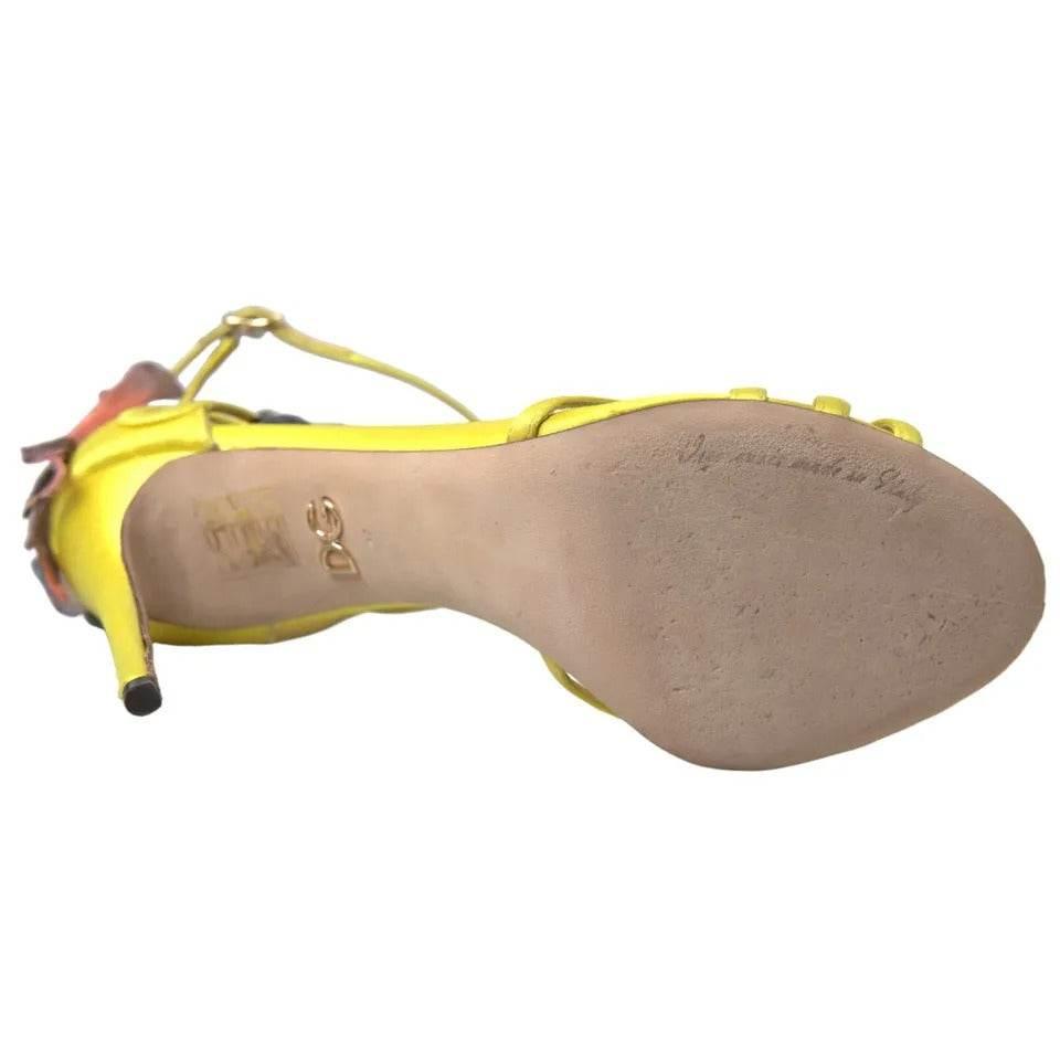 Dolce & Gabbana Yellow Butterfly Applique Sandals Shoes - Hilstor
