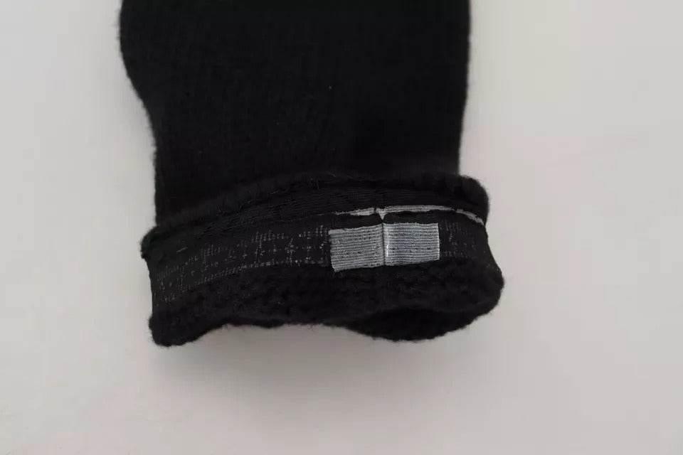 Dolce & Gabbana Black Wool Knit Calf Long Women Accessory Socks - Hilstor