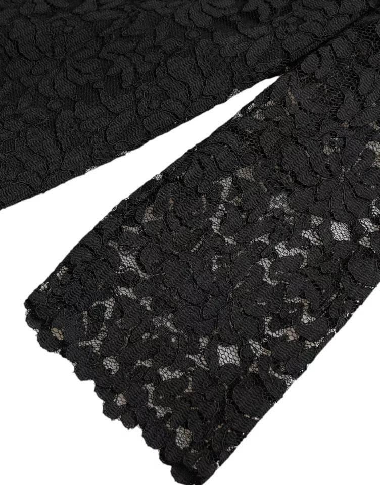 Dolce & Gabbana Black Floral Lace Blouse T-shirt Staff Top - Hilstor