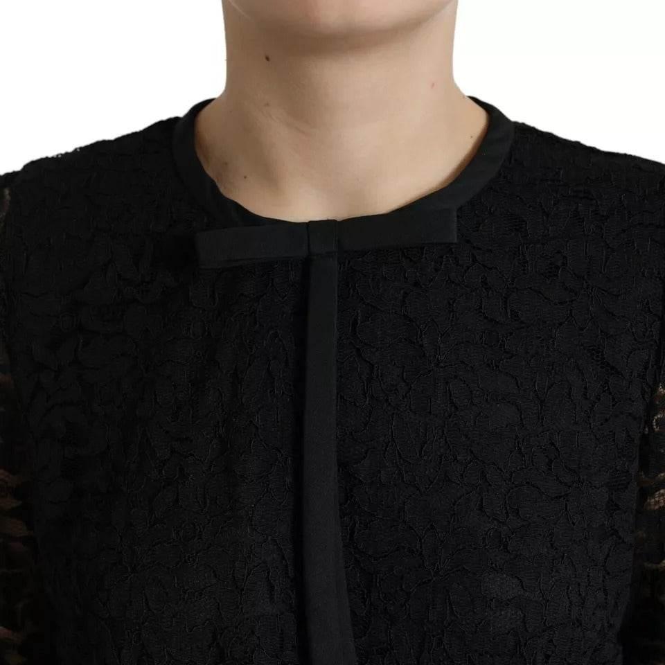 Dolce & Gabbana Black Floral Lace Blouse T-shirt Staff Top - Hilstor
