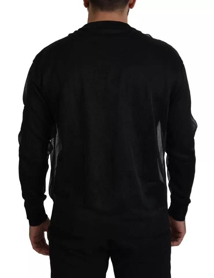 Dolce & Gabbana Black Polyester Logo Men Pullover Sweater - Hilstor