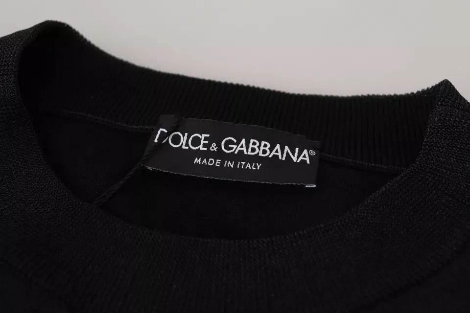Dolce & Gabbana Black Polyester Logo Men Pullover Sweater - Hilstor