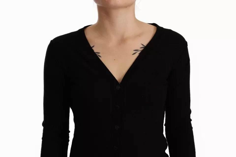 Dolce & Gabbana Black Wool Knit Button Down Cardigan Sweater - Hilstor