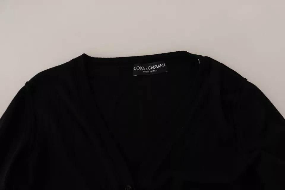 Dolce & Gabbana Black Wool Knit Button Down Cardigan Sweater - Hilstor