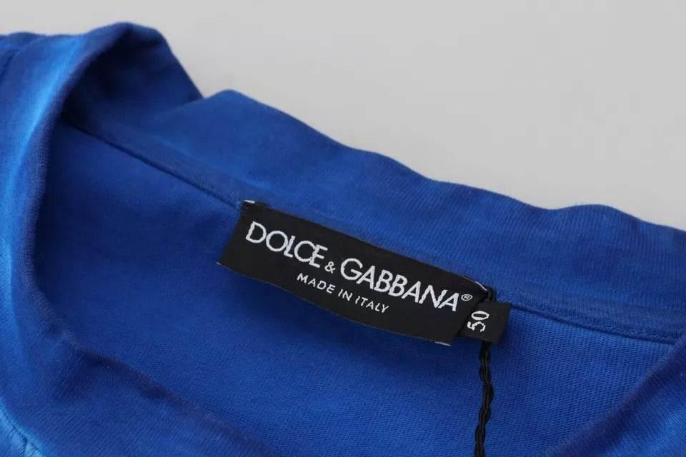 Dolce & Gabbana Blue DGWAY Cotton Crewneck Pullover Sweater - Hilstor