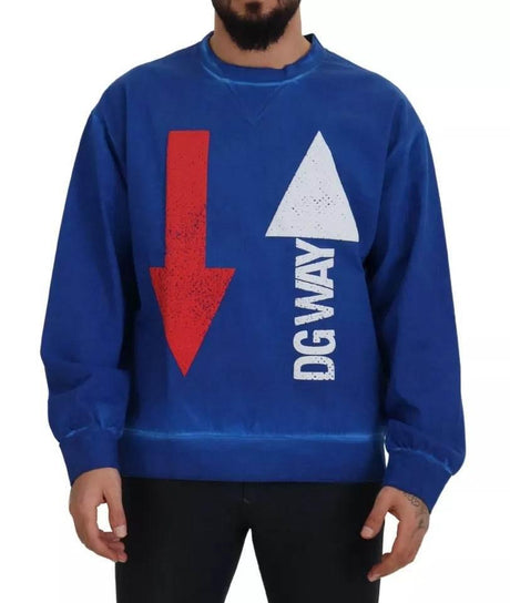 Dolce & Gabbana Blue DGWAY Cotton Crewneck Pullover Sweater - Hilstor