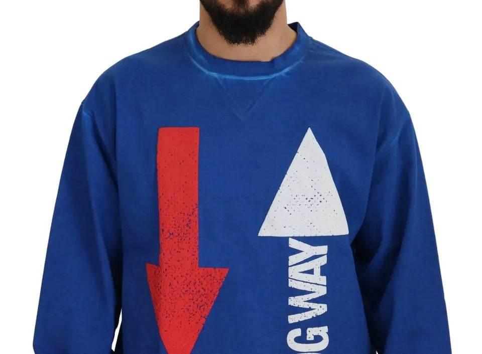 Dolce & Gabbana Blue DGWAY Cotton Crewneck Pullover Sweater - Hilstor