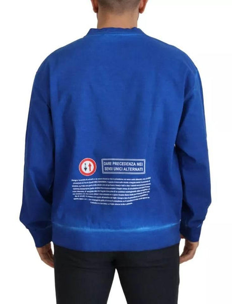 Dolce & Gabbana Blue DGWAY Cotton Crewneck Pullover Sweater - Hilstor