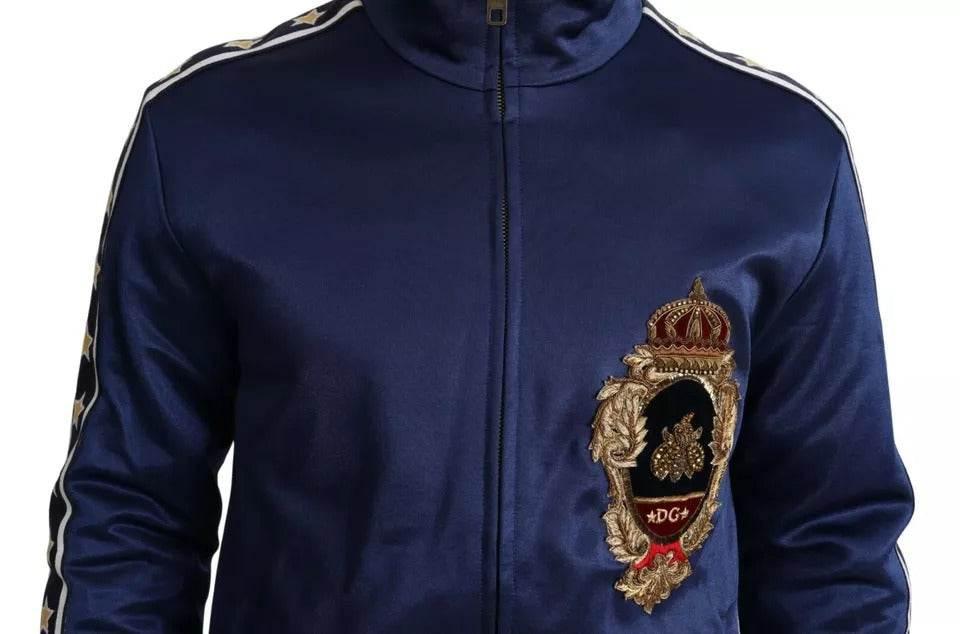 Dolce & Gabbana Blue Heraldic Patch Striped King Bee Sweater - Hilstor