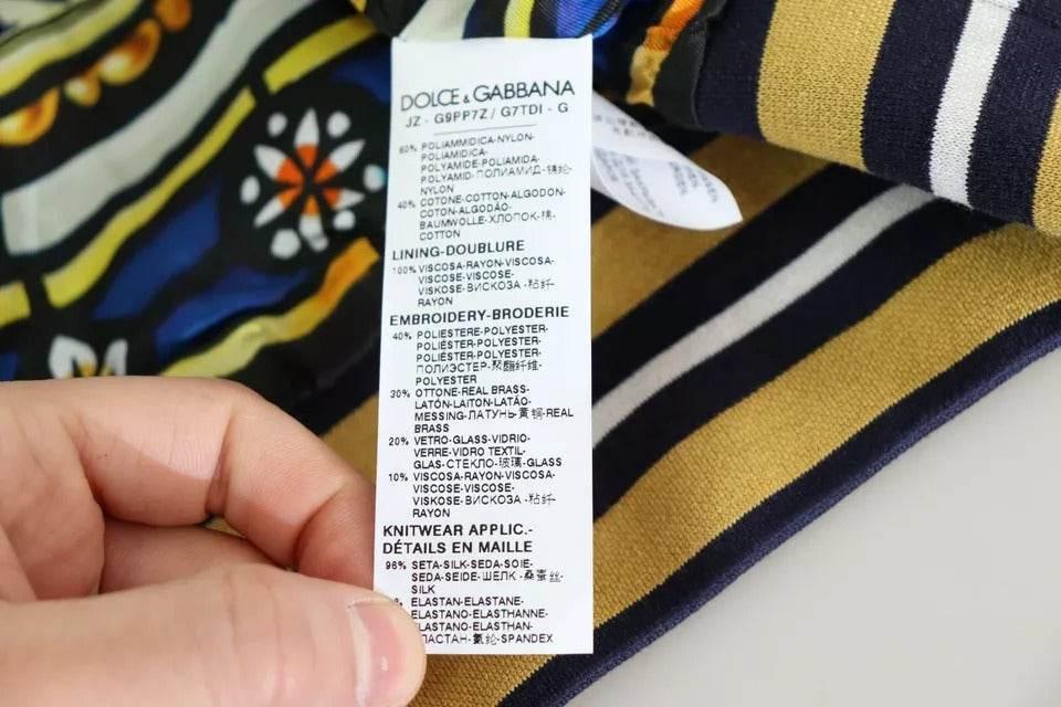 Dolce & Gabbana Blue Heraldic Patch Striped King Bee Sweater - Hilstor