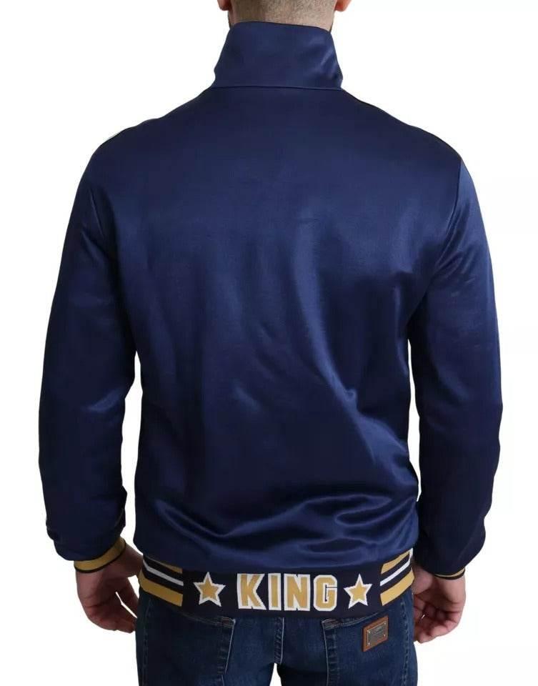 Dolce & Gabbana Blue Heraldic Patch Striped King Bee Sweater - Hilstor