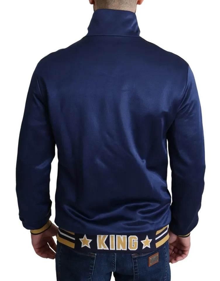 Dolce & Gabbana Blue Heraldic Patch Striped King Bee Sweater - Hilstor