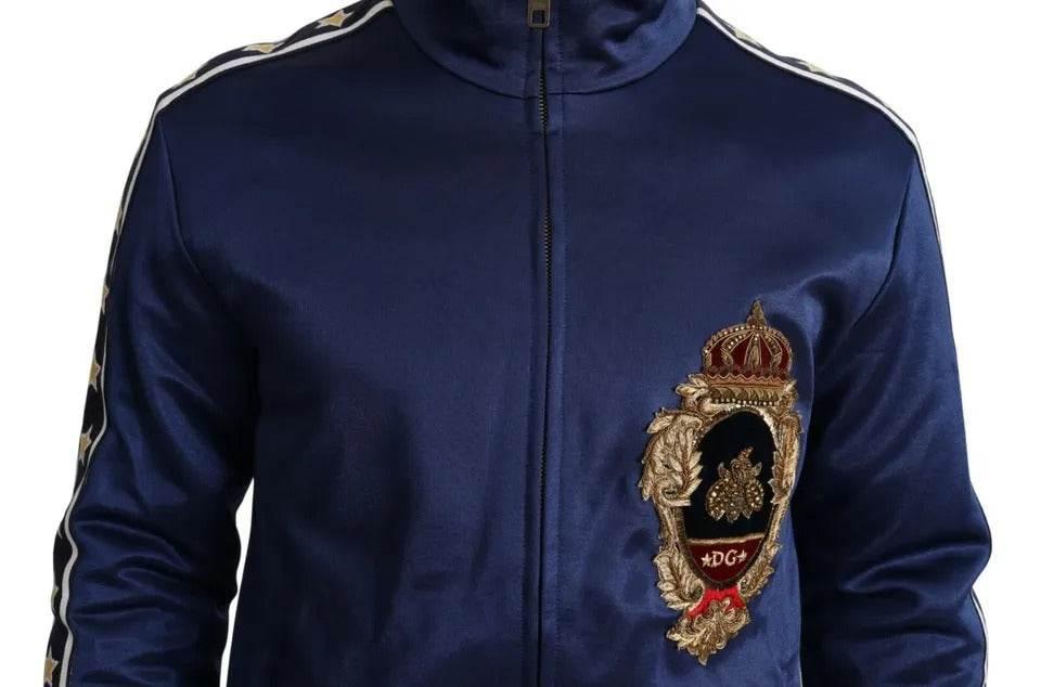 Dolce & Gabbana Blue Heraldic Patch Striped King Bee Sweater - Hilstor