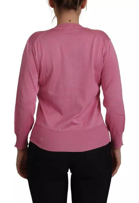 Dolce & Gabbana Pink 100% Silk Button Down Cardigan Sweater - Hilstor
