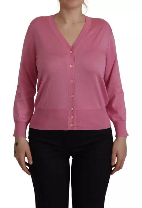 Dolce & Gabbana Pink 100% Silk Button Down Cardigan Sweater - Hilstor