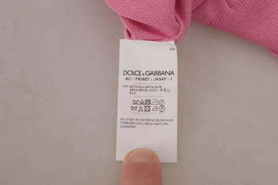 Dolce & Gabbana Pink 100% Silk Button Down Cardigan Sweater - Hilstor