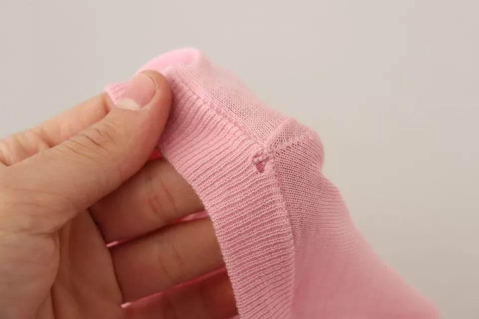 Dolce & Gabbana Pink V-neck Women Pullover Cashmere Sweater - Hilstor
