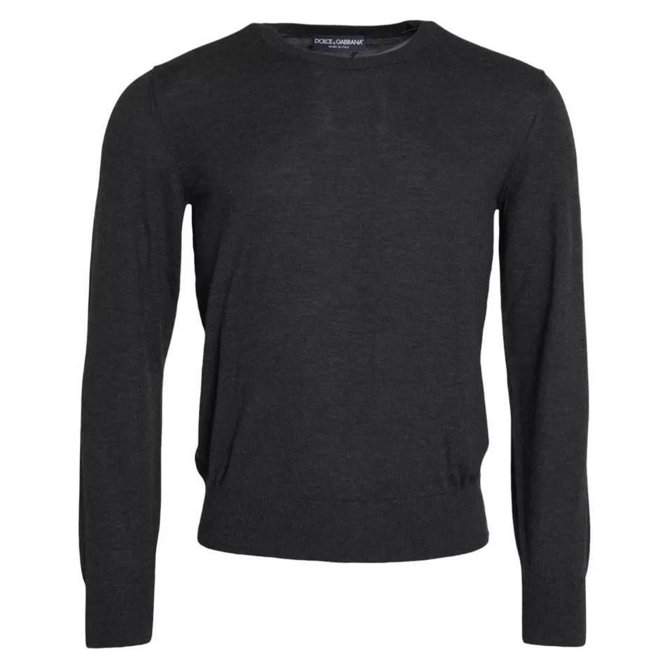 Dolce & Gabbana Dark Gray Cashmere Crewneck Pullover Sweater - Hilstor