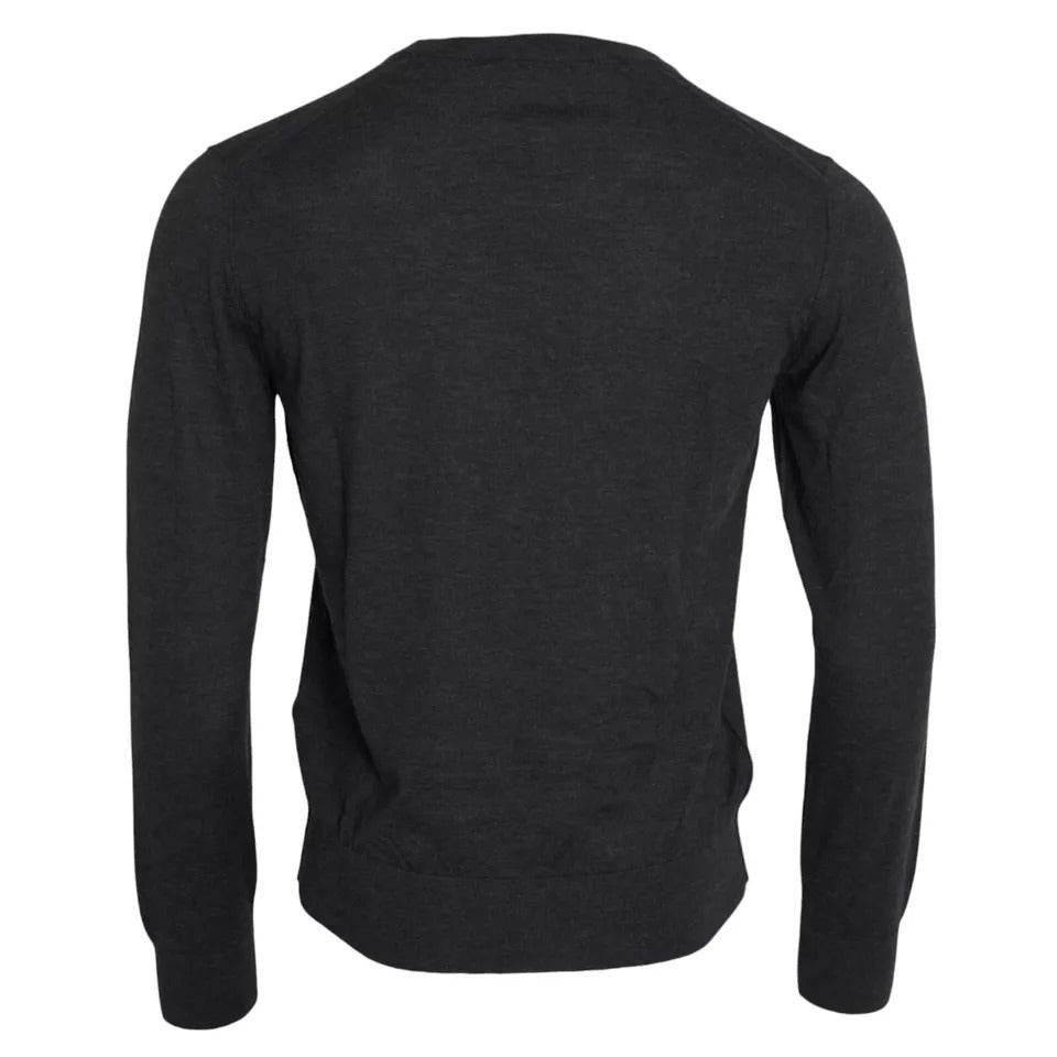 Dolce & Gabbana Dark Gray Cashmere Crewneck Pullover Sweater - Hilstor