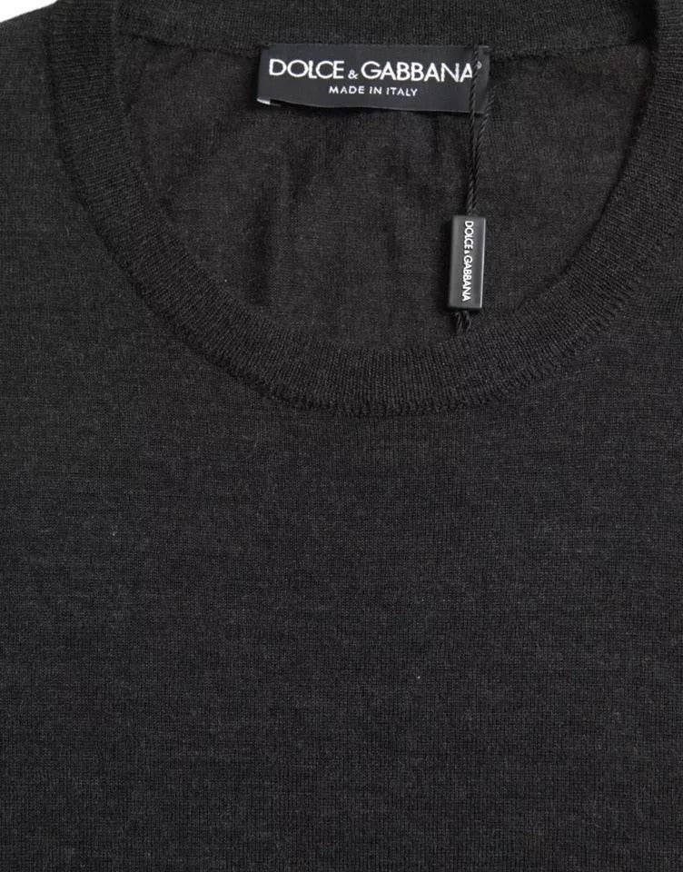 Dolce & Gabbana Dark Gray Cashmere Crewneck Pullover Sweater - Hilstor