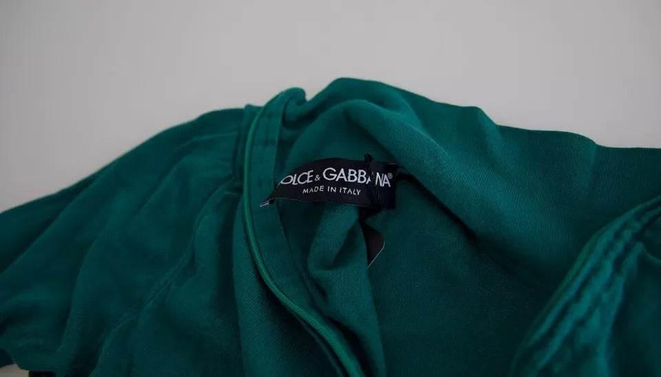 Dolce & Gabbana Dark Green Turtleneck Cropped Pullover Sweater - Hilstor
