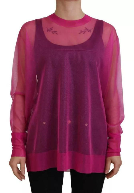 Dolce & Gabbana Fuchsia Polyester Crewneck Pullover Sweater - Hilstor