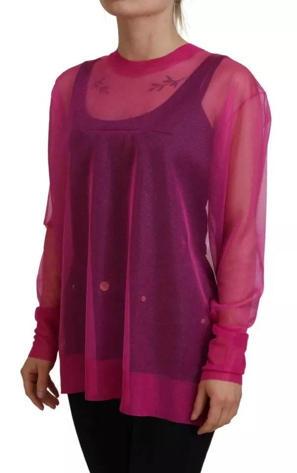 Dolce & Gabbana Fuchsia Polyester Crewneck Pullover Sweater - Hilstor